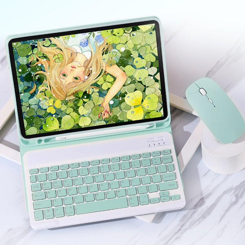مناسب لجهاز iPad Pro 11 إنش لعام 2021 - حافظة جلدية بلوحة مفاتيح لاسلكية تعمل بالبلوتوث ثنائية الوضع 10 - حافظة جلدية صفراء + لوحة مفاتيح صفراء + أصفر (موديل شحن ثنائي الوضع) - iPad 12.9 إنش لعام 2022/21/2018 متوافق مع الجميع - Image 5