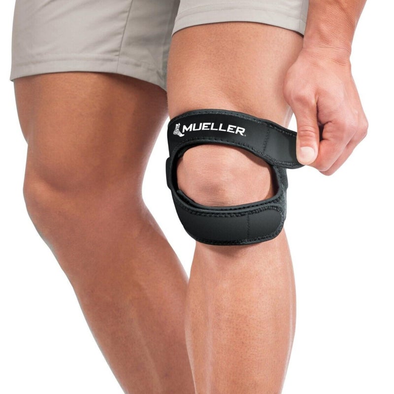 MUELLER Sports Medicine Adjustable Max Knee Single Strap for Men and Women, Compression & Pain Relief Support for Osgood-Schlatter's, Runner's Knee, Patellar Tendinitis, Black, One Size - Image 1