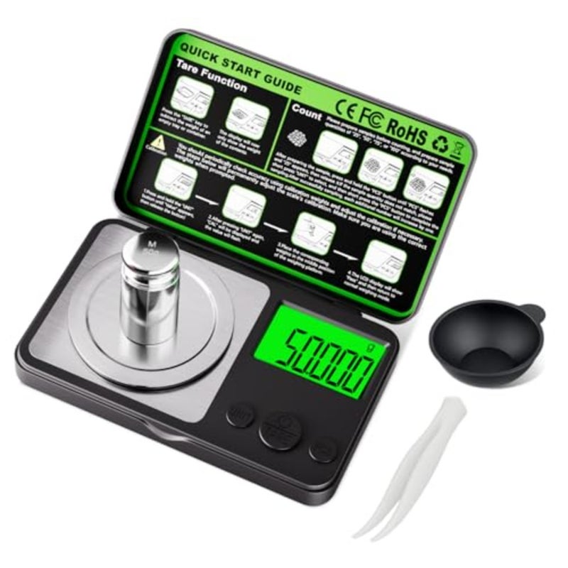 50g/0.001g Digital Milligram Scale - High Precision Portable Microgram Pocket Scale with 50g Calibration Weight and Tare Function for Jewelry, Gold, Oud, Saffron, Spices and Espresso - Image 1