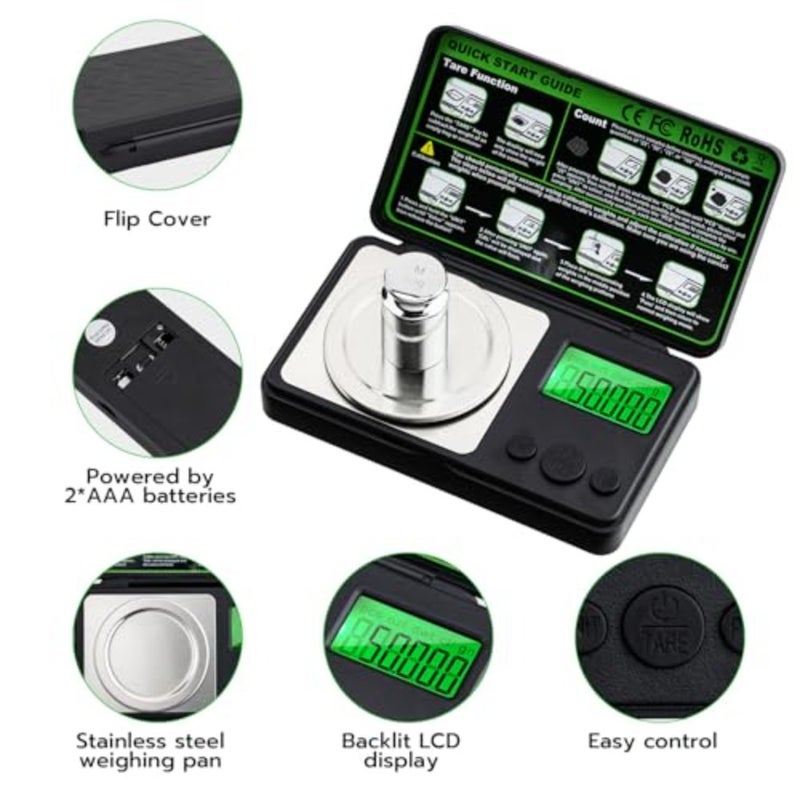 50g/0.001g Digital Milligram Scale - High Precision Portable Microgram Pocket Scale with 50g Calibration Weight and Tare Function for Jewelry, Gold, Oud, Saffron, Spices and Espresso - Image 2