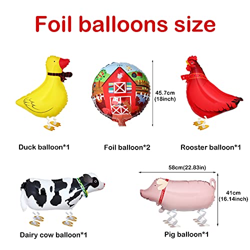 Sumind Farm Birthday Party Decorations Farm Animals Cow Theme Birthday Party Supplies Animals Barn Backdrop Banner Walking Balloons Cupcake Toppers Cow Print Balloons Set - Image 3