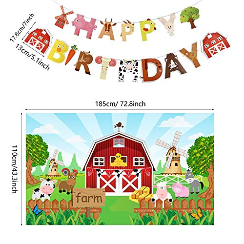 Sumind Farm Birthday Party Decorations Farm Animals Cow Theme Birthday Party Supplies Animals Barn Backdrop Banner Walking Balloons Cupcake Toppers Cow Print Balloons Set - Image 2