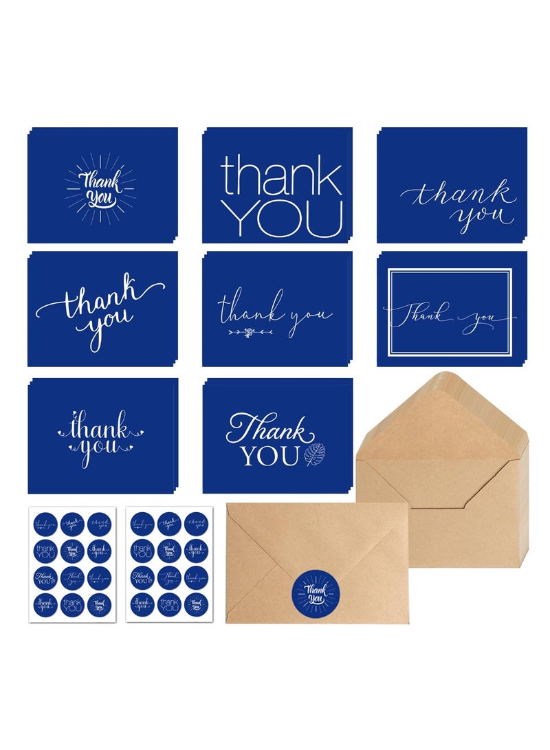 Zikra 24 PCS Thank You Cards with Envelopes, Thank You Notes with Envelopes Set for Wedding, Bridal Shower, Baby Shower, Small Business, Teacher, Graduation - Blue - Image 1