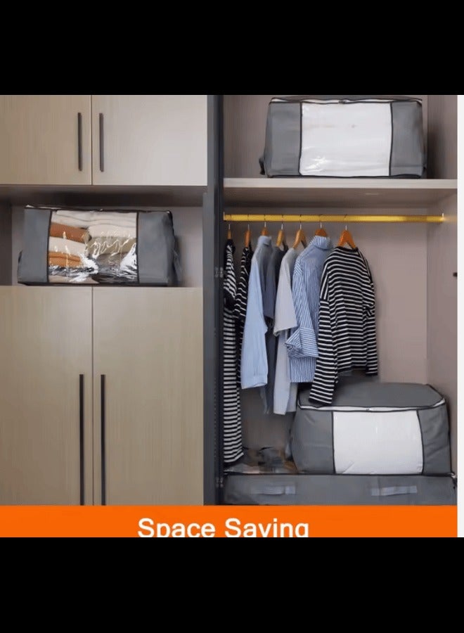 H.F.J HFJ 5 Pack 60×40cm Large Storage Bags, Clothes Storage Bins Foldable Closet Organizers Storage Containers with Durable Handles Thick Fabric for Blanket Comforter Clothing Bedding 90L - Image 2