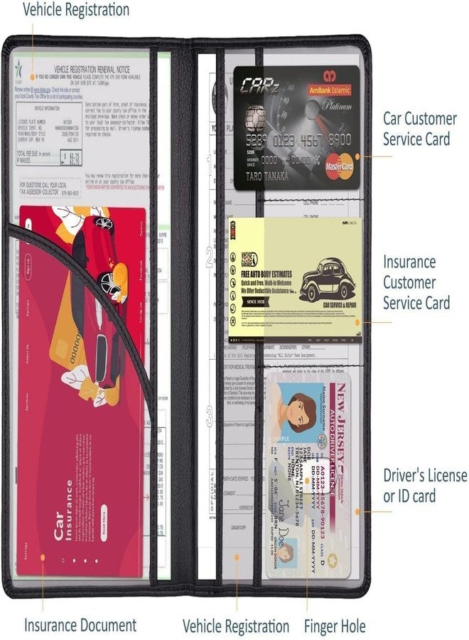 DHARMISHO Car Document Holder with Magnetic Closure RC Book Insurance Driving Licence Organizer with 6 Pockets Vehicle Registration Wallet for Car Truck Motorcycle Black - Image 5