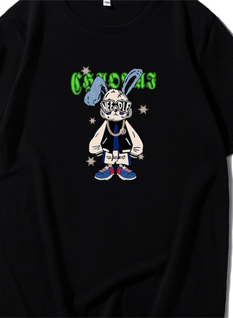 بطاقة طوق مستدير جديد من القطن القصير -sleeved t -shirt - Image 4