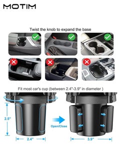 Motim 3 IN 1 Car Phone Mount with Cup Holder, Multi-Functional Expand Car Cup 360° Rotating Phone Holder for SUV / Car, Car Rotatable Phone Mount, Compatible with Most Smart Phones  - Image 5