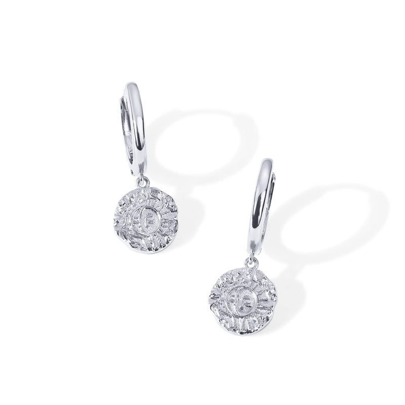 PAVOI Rhodium Plated S925 Sterling Silver Post Lightweight Drop Dangle Huggie Hoop Earrings for Women | Dainty Coin Earrings - Image 3