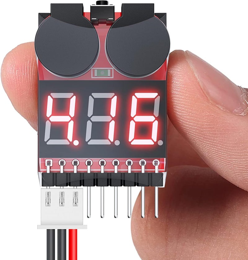ChicAbode 1-8S Lipo Battery Voltage Tester 4 Pack, 2-in-1 RC LiPo Low Voltage Buzzer Alarm with LED Indicator, Battery Monitor Checker for 1-8S LiPo Li-ion LiFe LiMn Cells, High Precision ±0.01V - Image 3