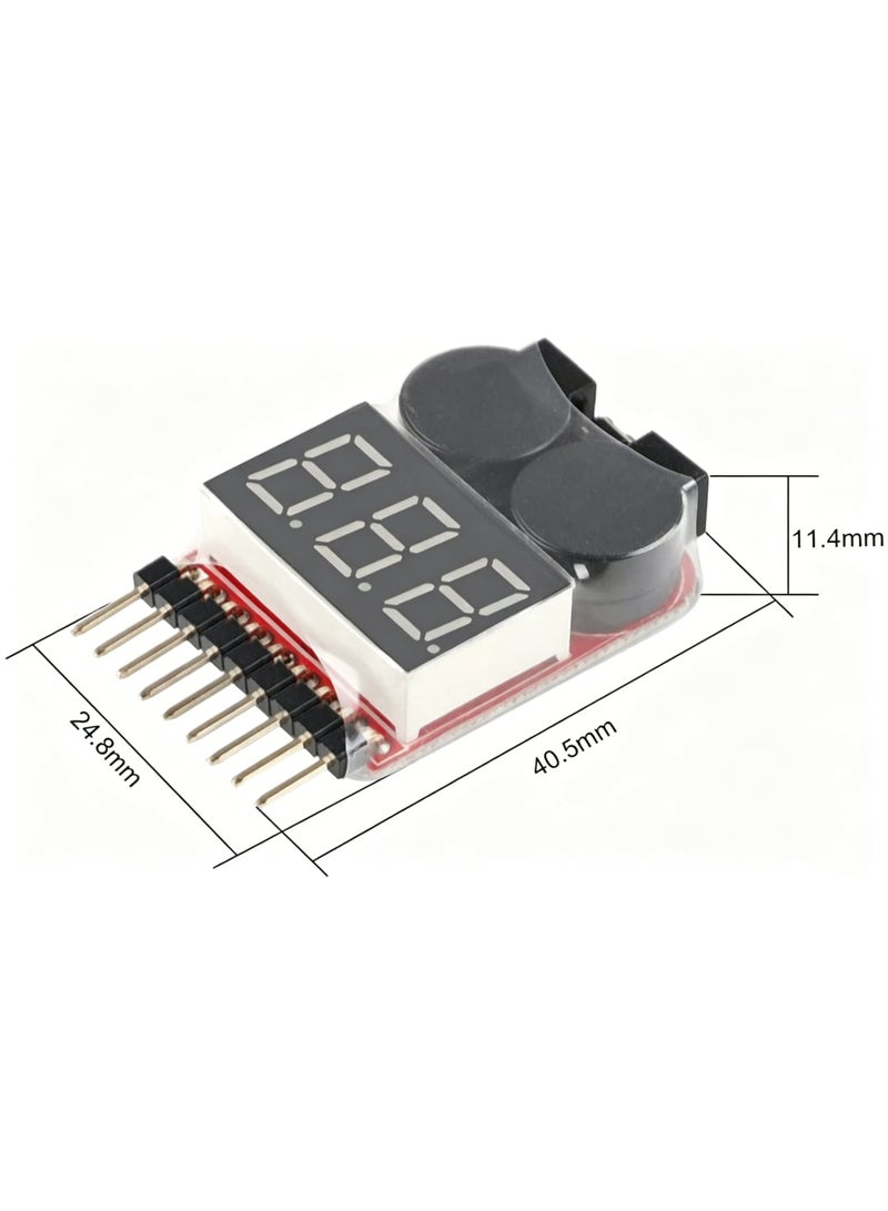 ChicAbode 1-8S Lipo Battery Voltage Tester 4 Pack, 2-in-1 RC LiPo Low Voltage Buzzer Alarm with LED Indicator, Battery Monitor Checker for 1-8S LiPo Li-ion LiFe LiMn Cells, High Precision ±0.01V - Image 2