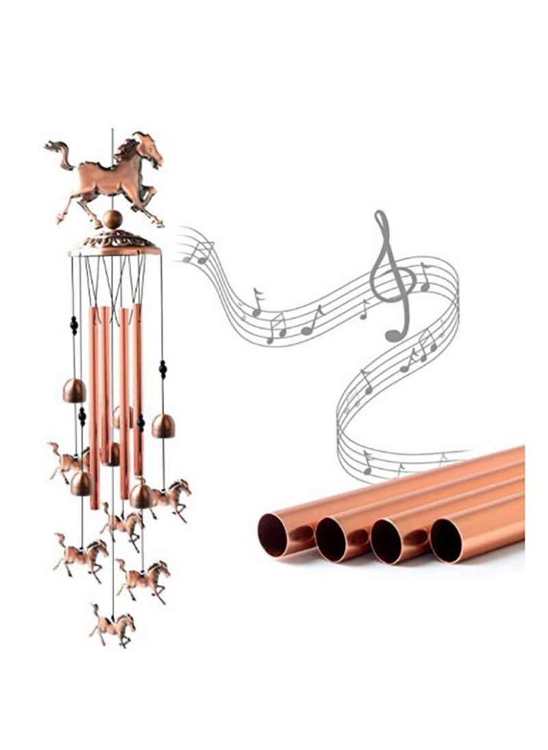 Generic Vintage Bronze Horse Wind Chime for Garden Electroplated metal steed 
