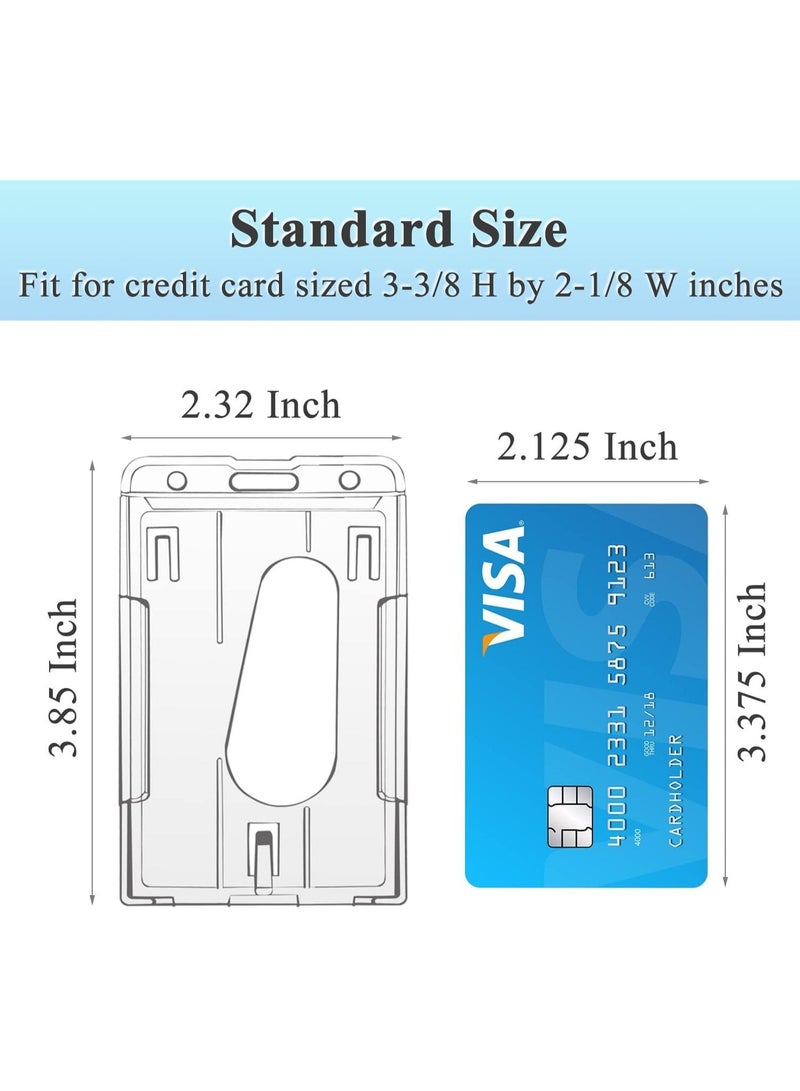 10 Pack Clear Hard Plastic Vertical ID Badge Holder with Thumb Slots – Includes Retractable Reel Carabiner Clip, 2-Card Protector for IDs, Credit Cards & Passes - Image 4