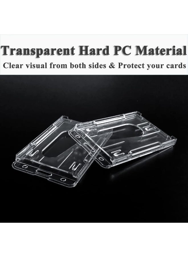 10 Pack Clear Hard Plastic Vertical ID Badge Holder with Thumb Slots – Includes Retractable Reel Carabiner Clip, 2-Card Protector for IDs, Credit Cards & Passes - Image 3
