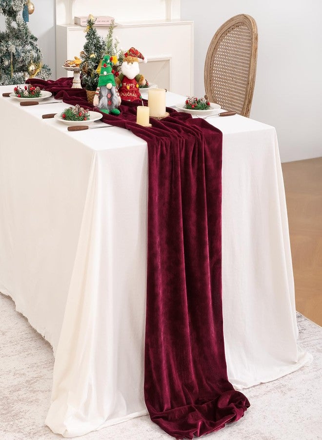 DeZerlor Velvet Table Runner Christmas Table Runner 20 x 120 Inch Luxurious Elegant Velvet Fabric Table Decorations for Xmas Dinner Holiday Wedding Bridal Baby Shower, Burgundy Red - Image 2