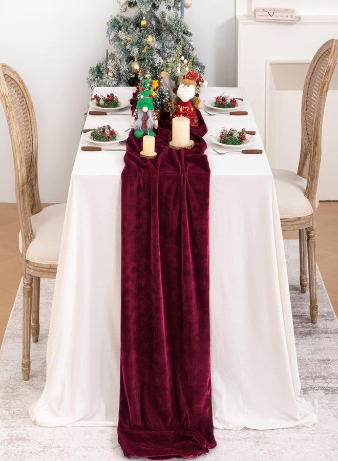 DeZerlor Velvet Table Runner Christmas Table Runner 20 x 120 Inch Luxurious Elegant Velvet Fabric Table Decorations for Xmas Dinner Holiday Wedding Bridal Baby Shower, Burgundy Red - Image 4