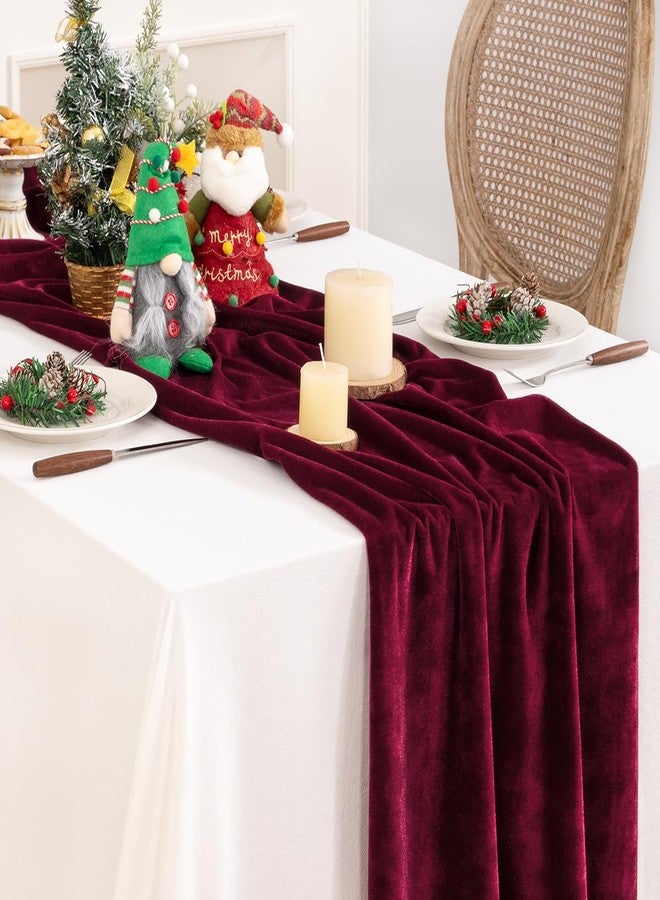 DeZerlor Velvet Table Runner Christmas Table Runner 20 x 120 Inch Luxurious Elegant Velvet Fabric Table Decorations for Xmas Dinner Holiday Wedding Bridal Baby Shower, Burgundy Red - Image 5