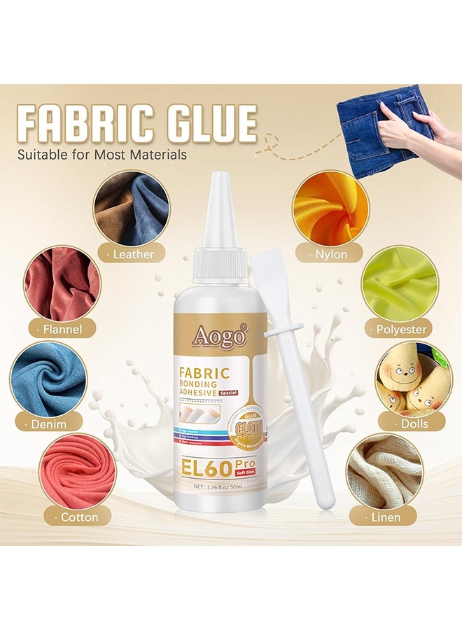 AOGO Fabric Glue Permanent, Fabric Glue for Clothing Permanent, Liquid Stitch Adhesive, Washable for Clothes, Cotton, Denim, Leather, Polyester, Ideal for Quick Repairs (50ML) - Image 4