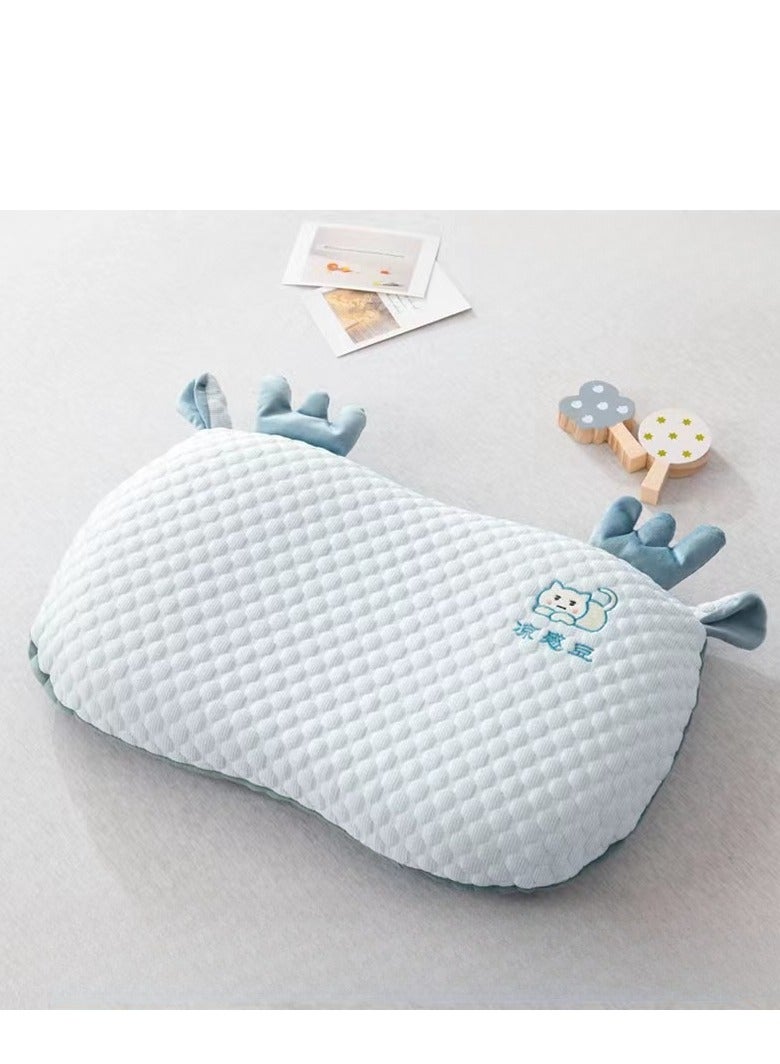 Summer Cool Ice Bean Pillow Children's Neck Protection Cute Embroidered Cat Belly Rebound Memory Cotton Pillow  - Image 1