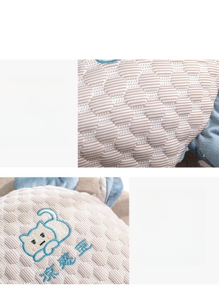 Summer Cool Ice Bean Pillow Children's Neck Protection Cute Embroidered Cat Belly Rebound Memory Cotton Pillow  - Image 4