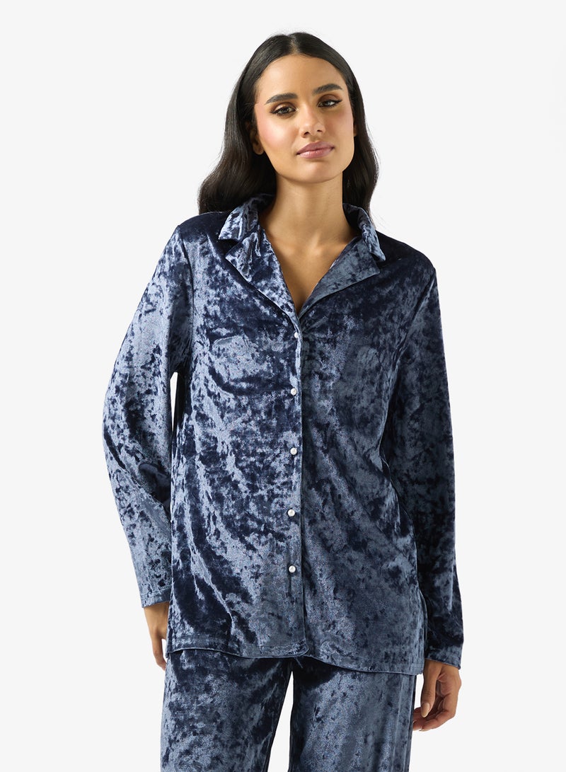 جينجر طقم استرخاء بياقة منتجع مخملي واسع - Image 3