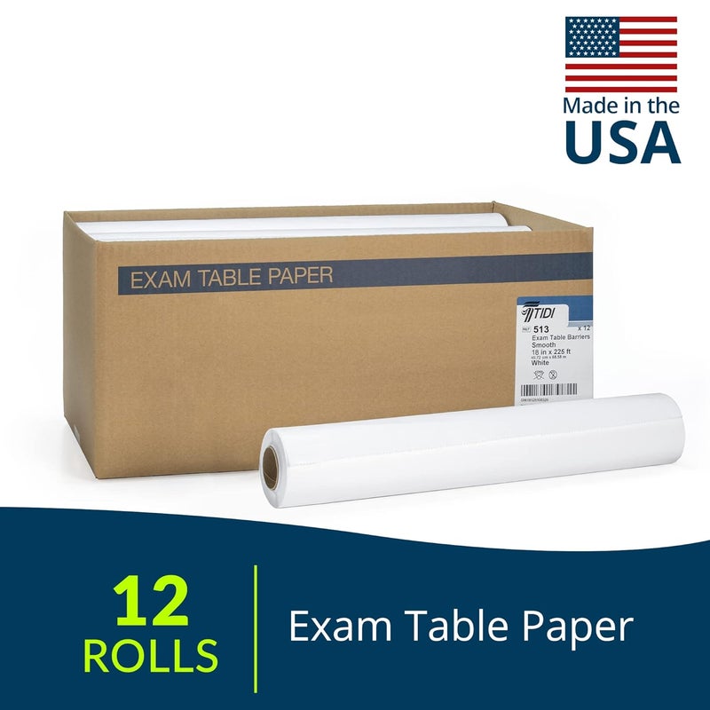 Tidi Avalon Papers Exam Table Paper White 18 x 225 Pack of 12  Barrier Protection  Standard Smooth Paper  Medical Supplies 513 - Image 2