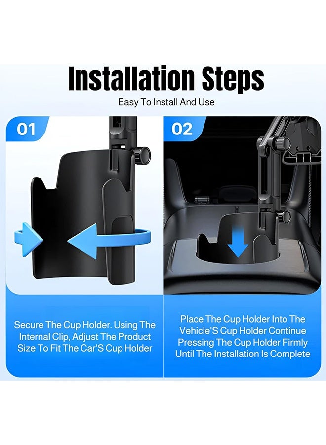Cup Holder Car Phone Holder - Longer Neck Adjustable- 2 in 1 Multifunctional Car Cup Expander with Magnetic 360° Rotating Design - Keep Phone Secure & Hands-Free Driving - Image 3