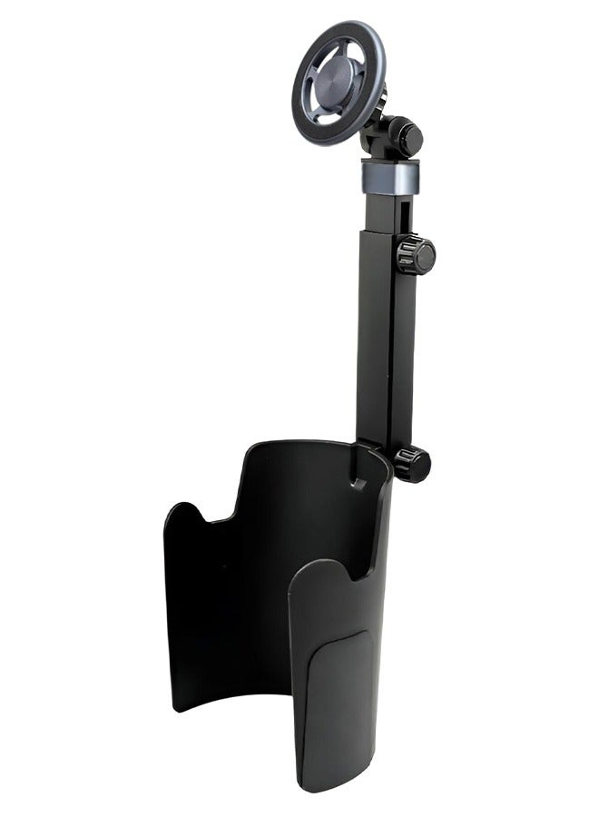 Cup Holder Car Phone Holder - Longer Neck Adjustable- 2 in 1 Multifunctional Car Cup Expander with Magnetic 360° Rotating Design - Keep Phone Secure & Hands-Free Driving - Image 1