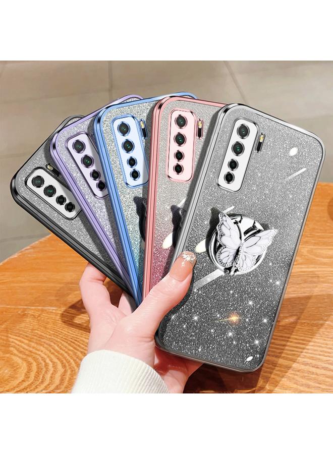 The Bros Phone Case For Huawei nova 7 SE Plated Gradient Glitter Butterfly Holder TPU Phone Phone Case - Image 2