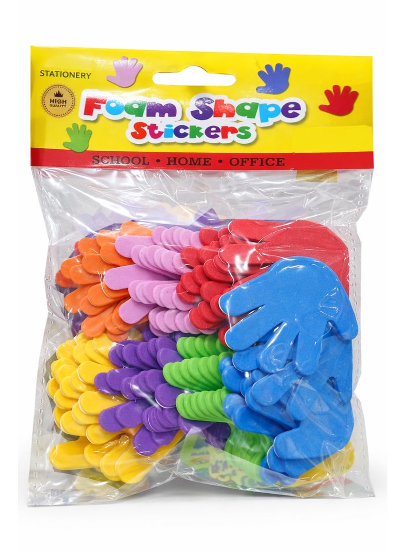 50 Pcs Small Foam Hand Cutouts Stickers – Colorful Handprint Labels for Classroom, Whiteboard, DIY Crafts and Decoration - Image 1