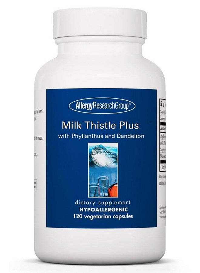 اليرجي ريسيرتش جروب مجموعة أبحاث الحساسية - مكمل عشبة شوك الحليب - دعم صحة الكبد، عشبة شوك الحليب، الهندباء، إزالة السموم، التطهير، كبسولات نباتية - 120 كبسولة - Image 1