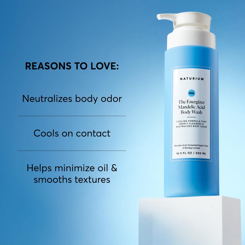 NATURIUM غسول الجسم ناتوريوم المنعش، تركيبة تبريد وانتعاش مع حمض الماندليك، ينظف بعمق ويعادل رائحة الجسم، 16.9 أونصة - Image 3