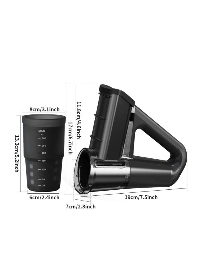 Multi-Functional Electric Handheld Food Chopper & Slicer Set - 4-in-1 Wireless Vegetable Cutter - 40W High-Efficiency Motor with 2500mAh Rechargeable Battery - Includes 4 Interchangeable Stainless Steel Blades & Cleaning Brush (Black) - Image 4