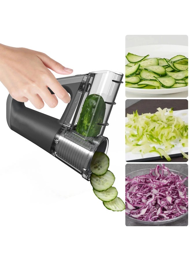 Multi-Functional Electric Handheld Food Chopper & Slicer Set - 4-in-1 Wireless Vegetable Cutter - 40W High-Efficiency Motor with 2500mAh Rechargeable Battery - Includes 4 Interchangeable Stainless Steel Blades & Cleaning Brush (Black) - Image 5