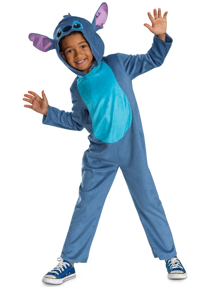 Party Centre Party Centre Stitch Deluxe Costume for Kids, Officially Lilo and Stitch Costume Jumpsuit and Character Hood