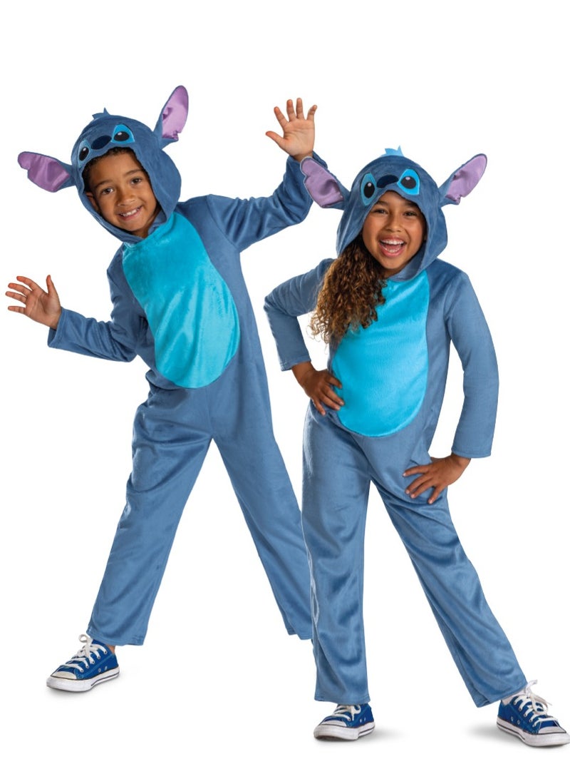 Party Centre Disney Stitch Deluxe Costume for Kids, Officially Lilo and Stitch Costume Jumpsuit and Character Hood - Image 1