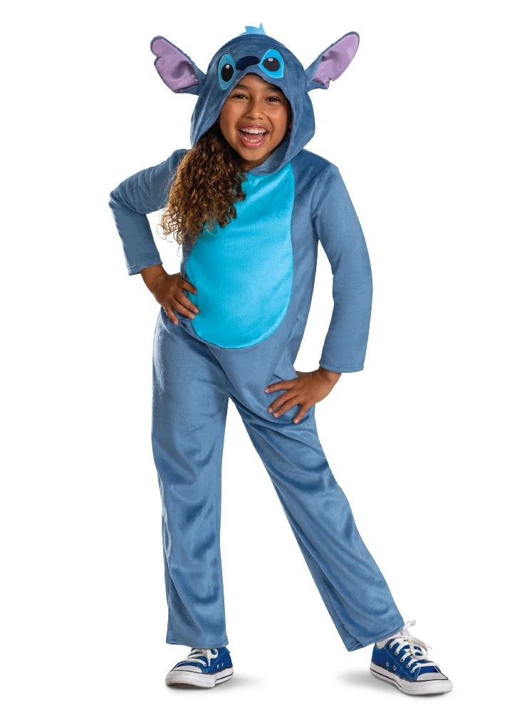 بارتي سينتر Disney Stitch Deluxe Costume for Kids, Officially Lilo and Stitch Costume Jumpsuit and Character Hood