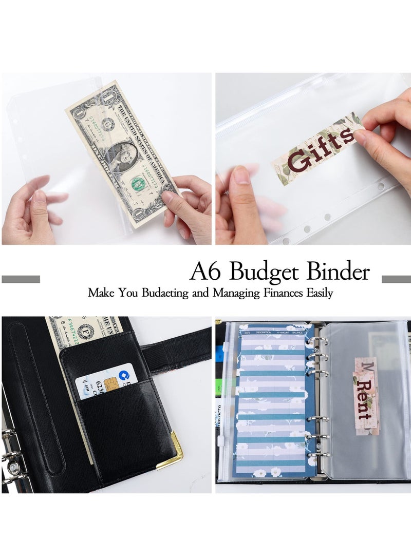 Budget Binder A6 PU Leather Planner with 12 Clear Zipper Envelopes and 12 Budget Sheets for Saving Money and Expense Management Purple - Image 3