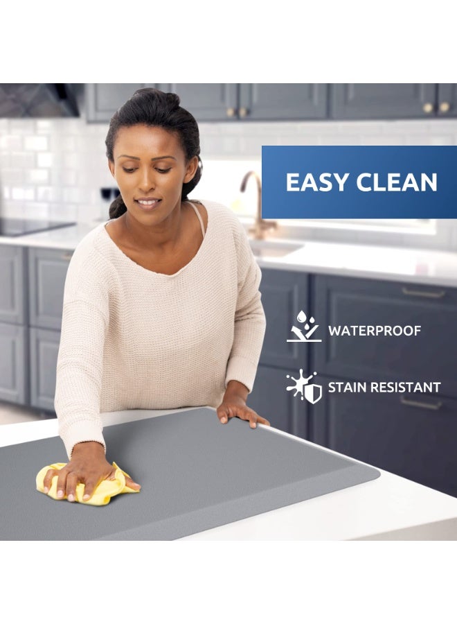 Kitchen Mat Cushioned Anti Fatigue, 17.3"x28", Non Slip Kitchen Rugs and Mats, Waterproof Kitchen Mats for Floor, Standing Desk Mat Comfort Floor Mats for House,Sink,Office,Kitchen (Grey) - Image 3