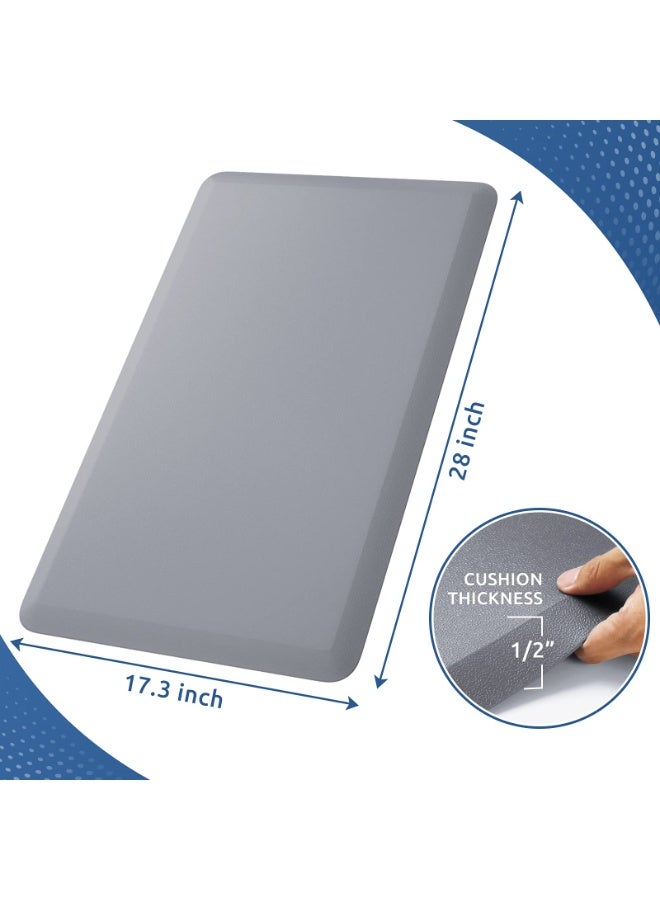 Kitchen Mat Cushioned Anti Fatigue, 17.3"x28", Non Slip Kitchen Rugs and Mats, Waterproof Kitchen Mats for Floor, Standing Desk Mat Comfort Floor Mats for House,Sink,Office,Kitchen (Grey) - Image 2
