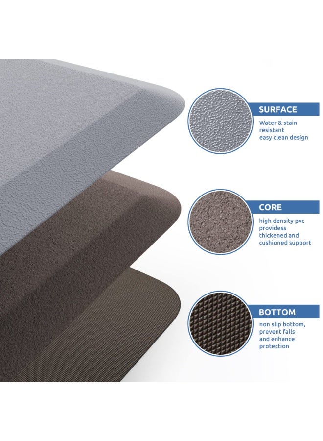 Kitchen Mat Cushioned Anti Fatigue, 17.3"x28", Non Slip Kitchen Rugs and Mats, Waterproof Kitchen Mats for Floor, Standing Desk Mat Comfort Floor Mats for House,Sink,Office,Kitchen (Grey) - Image 5