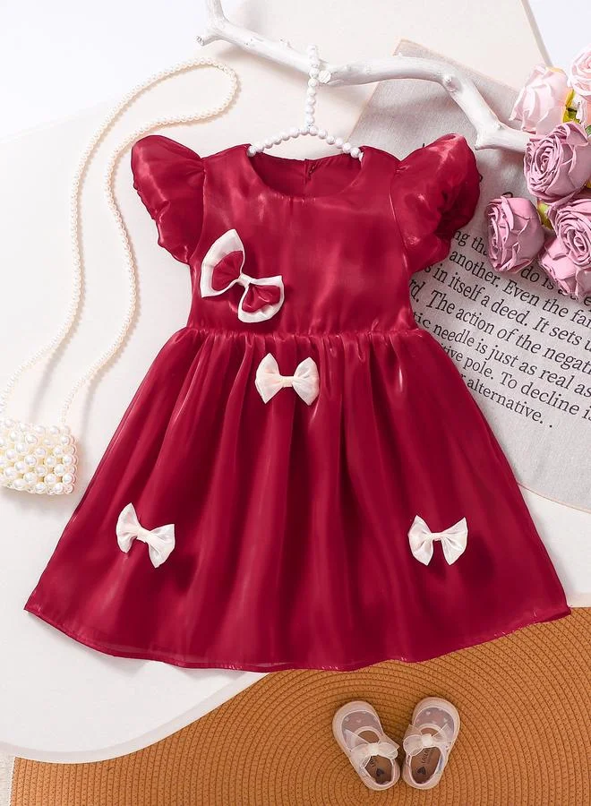 Take Two Girls Red Organza Dress with Bows