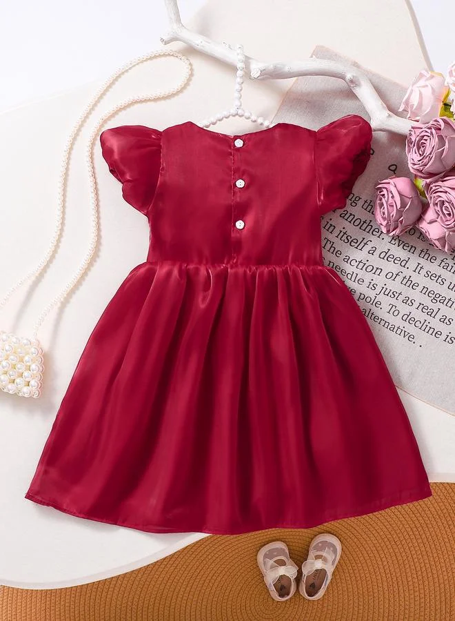 Take Two Girls Red Organza Dress with Bows