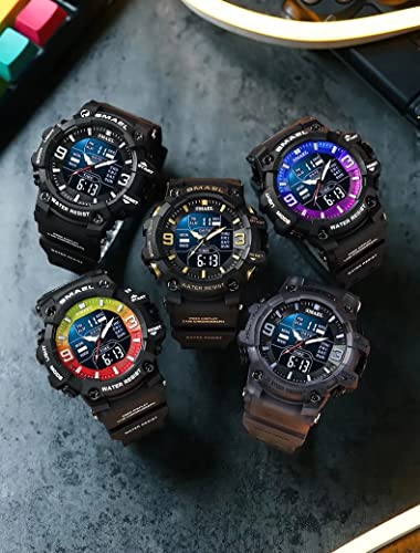 SMAEL Mens Military Watches Outdoor Sports Watch Waterproof LED Date Alarm Digital Analog Wrist Watches for Men - Image 3