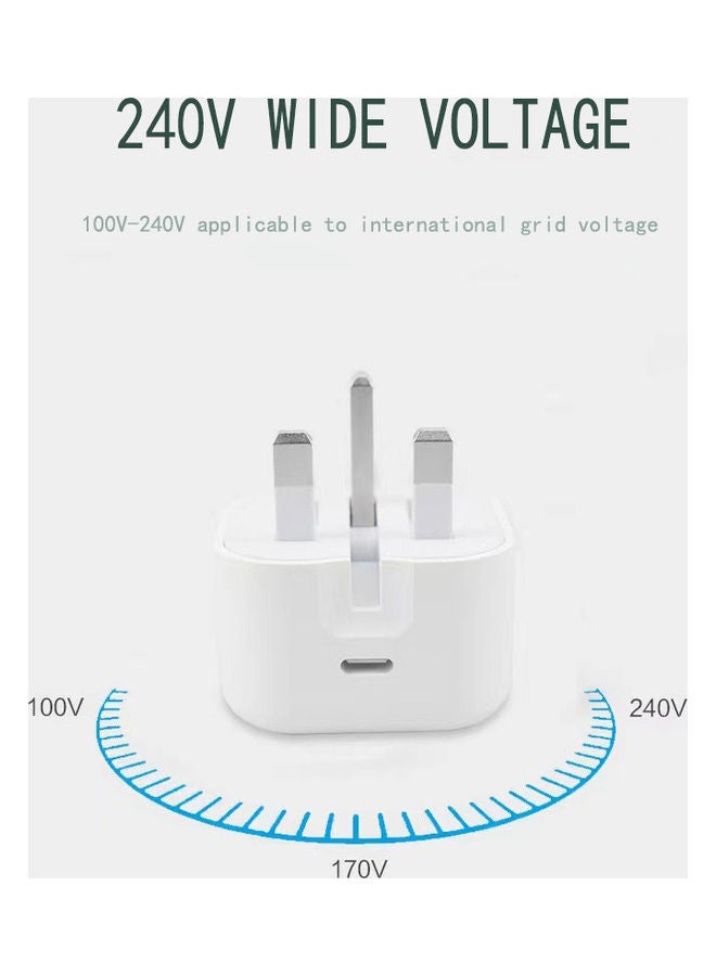 NIBEMINENT 20W USB-C Fast Charger Power Adapter White - Image 2