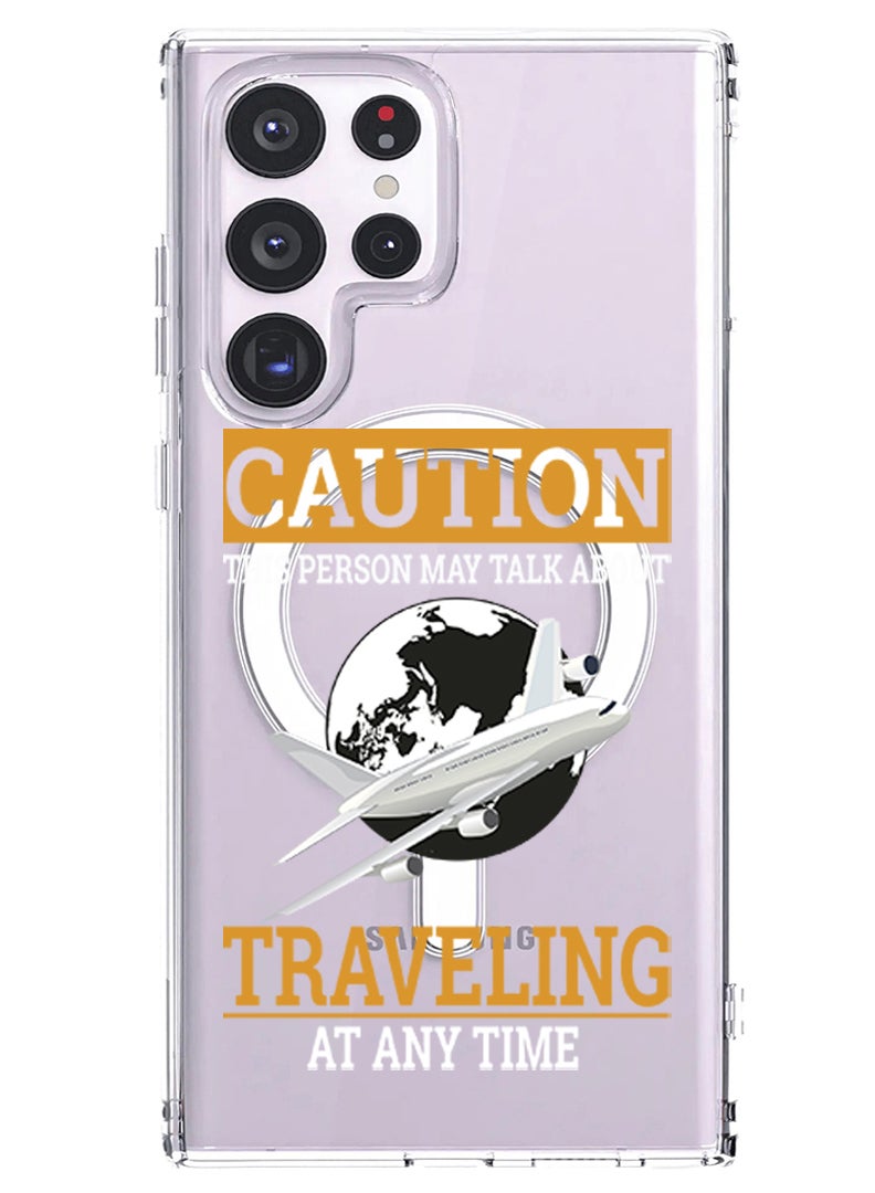 Theodor Magnetic Case for Samsung Galaxy S23 Ultra 6.8-inch Compatible with MagSafe Wireless Charging, Shockproof Phone Bumper Cover Caution Travelling at anytime copy - Image 1