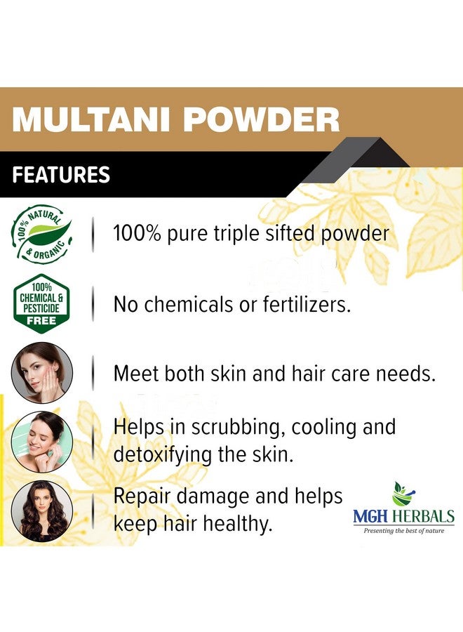 MGH Herbals Multani Mitti Powder (200G) For Black Head Removal, Oil Control, Naturally Glowing Skin, Acne, Pimples, Tan Removal, Dandruff | Fuller'S Earth Face Pack | Bentonite Clay Mask, 200Gm  - Image 2