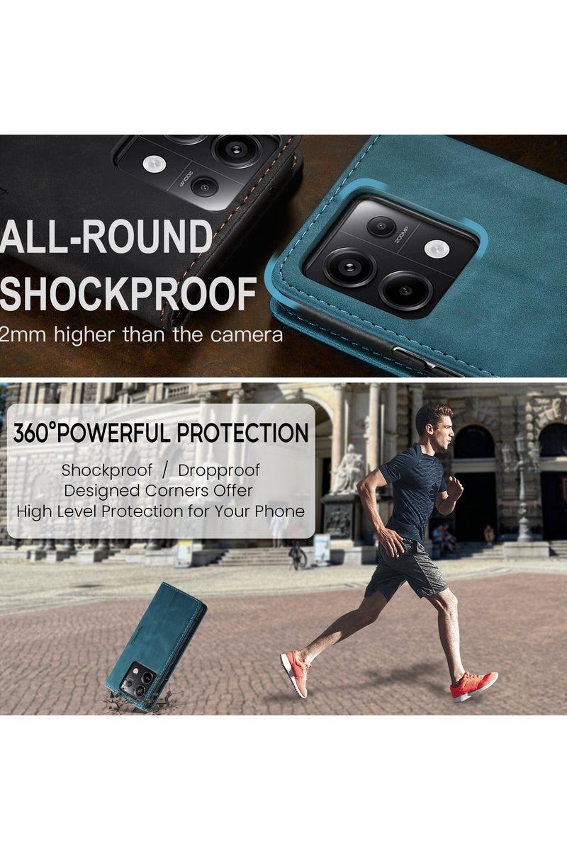 CaseMe Xiaomi Redmi Note 13 Pro 5G Wallet Case Book Folding Flip Folio Case with Magnetic Kickstand Card Slots Protective Cover - Green - Image 4