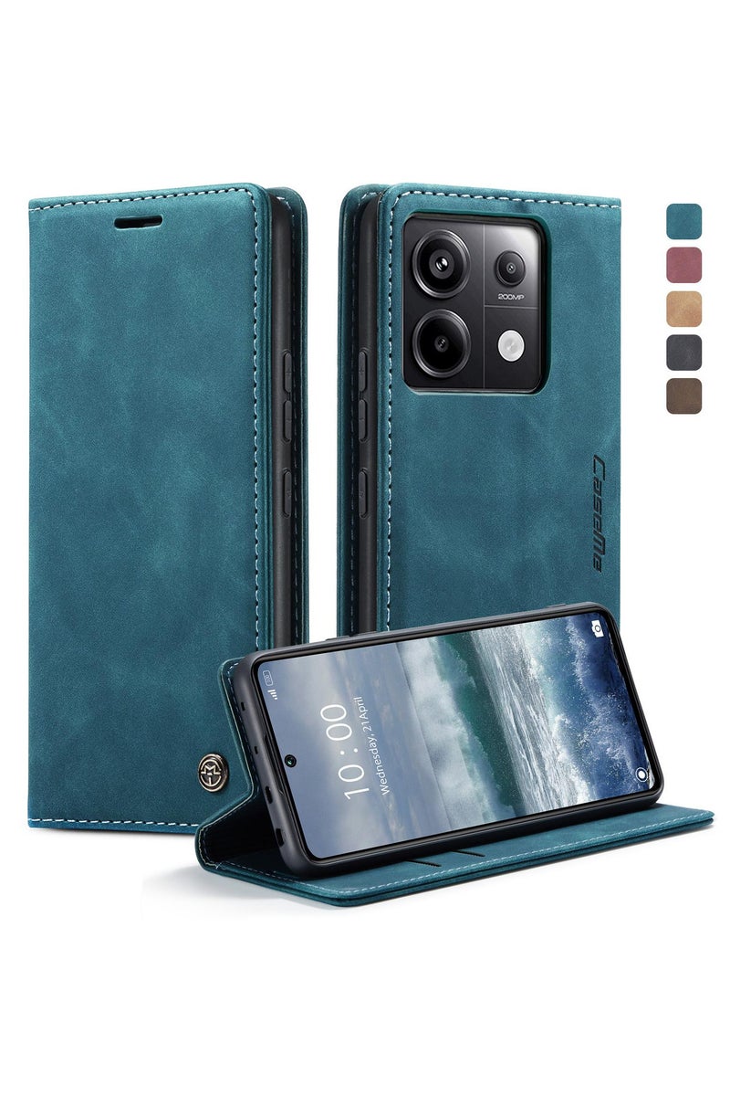 CaseMe Xiaomi Redmi Note 13 Pro 5G Wallet Case Book Folding Flip Folio Case with Magnetic Kickstand Card Slots Protective Cover - Green - Image 1