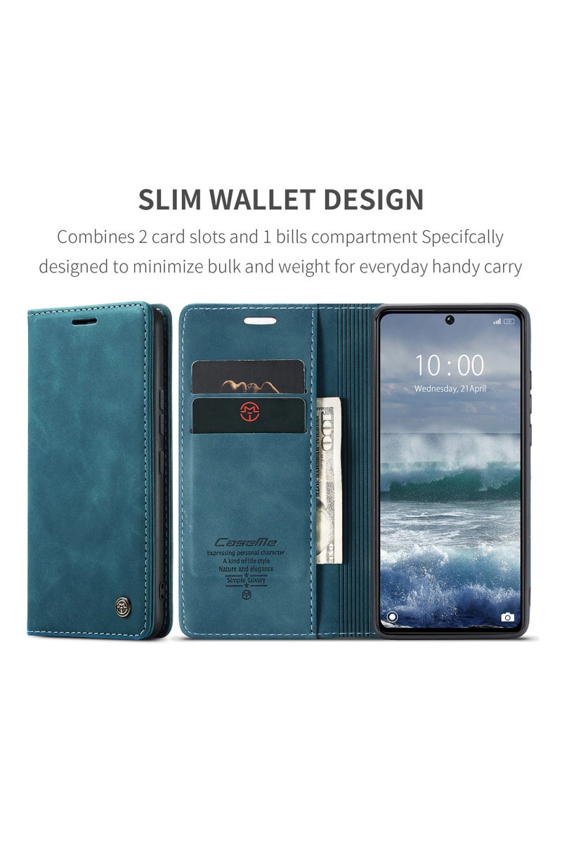 CaseMe Xiaomi Redmi Note 13 Pro 5G Wallet Case Book Folding Flip Folio Case with Magnetic Kickstand Card Slots Protective Cover - Green - Image 2