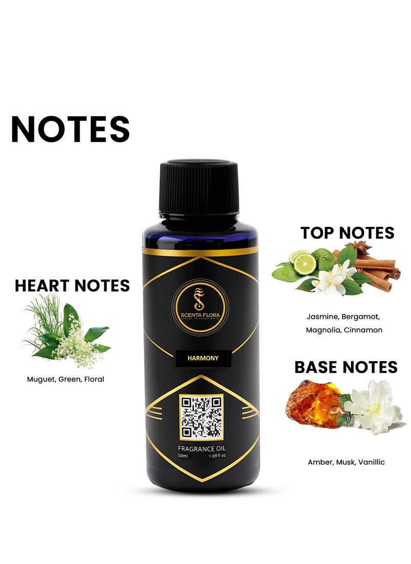 HARMONY - Diffuser Aroma Oil  | A Blend of Jasmine, Floral, and Amber | Ideal for living rooms, bedrooms, or offices | Designed to Enrich Any Space - Aromatherapy (50ml) - pzsku/Z60D61CDCC1DFCB3D7F01Z/45/_/1733736669/52f8fec6-25a4-4f04-af9e-e6afcadea983